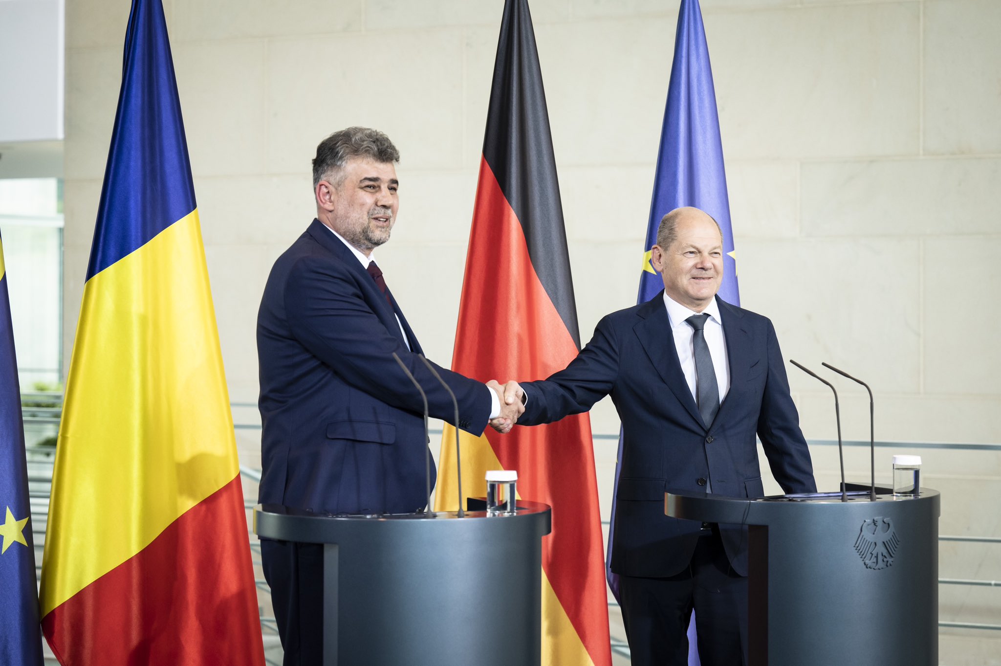 Olaf Scholz îi mulțumește lui Ciolacu pentru vizită. Cancelarul promite României întrarea în Schengen, anul acesta