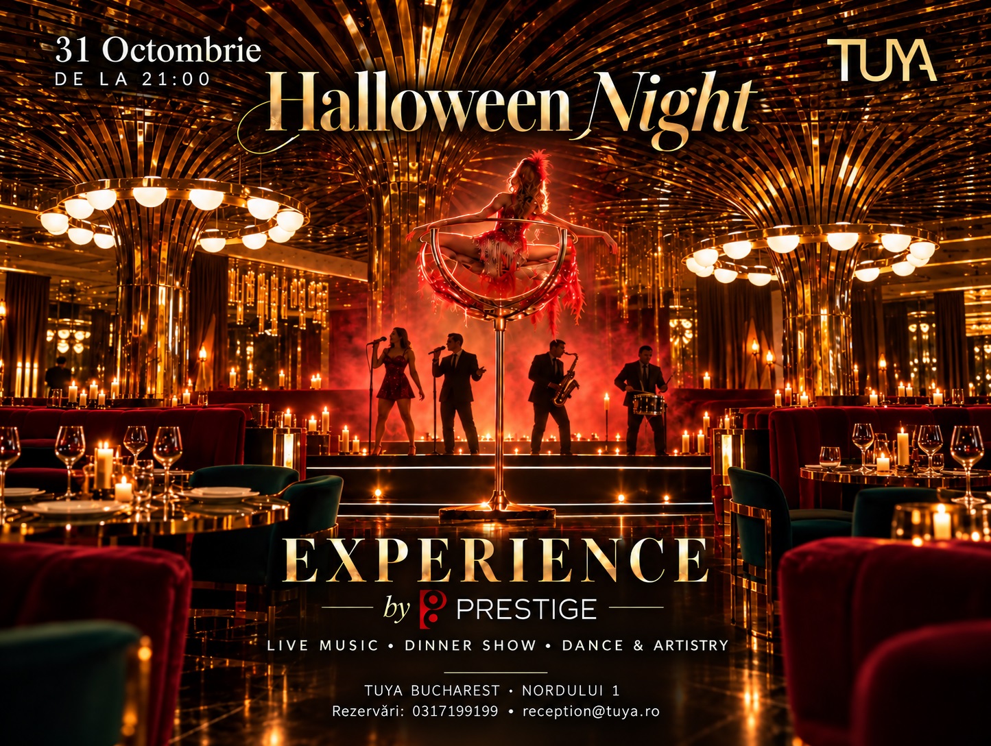 TUYA Bucharest lansează o serie de evenimente Dinner & Show. Prima ediție, Halloween Night – Experience by Prestige, are loc pe 31 octombrie